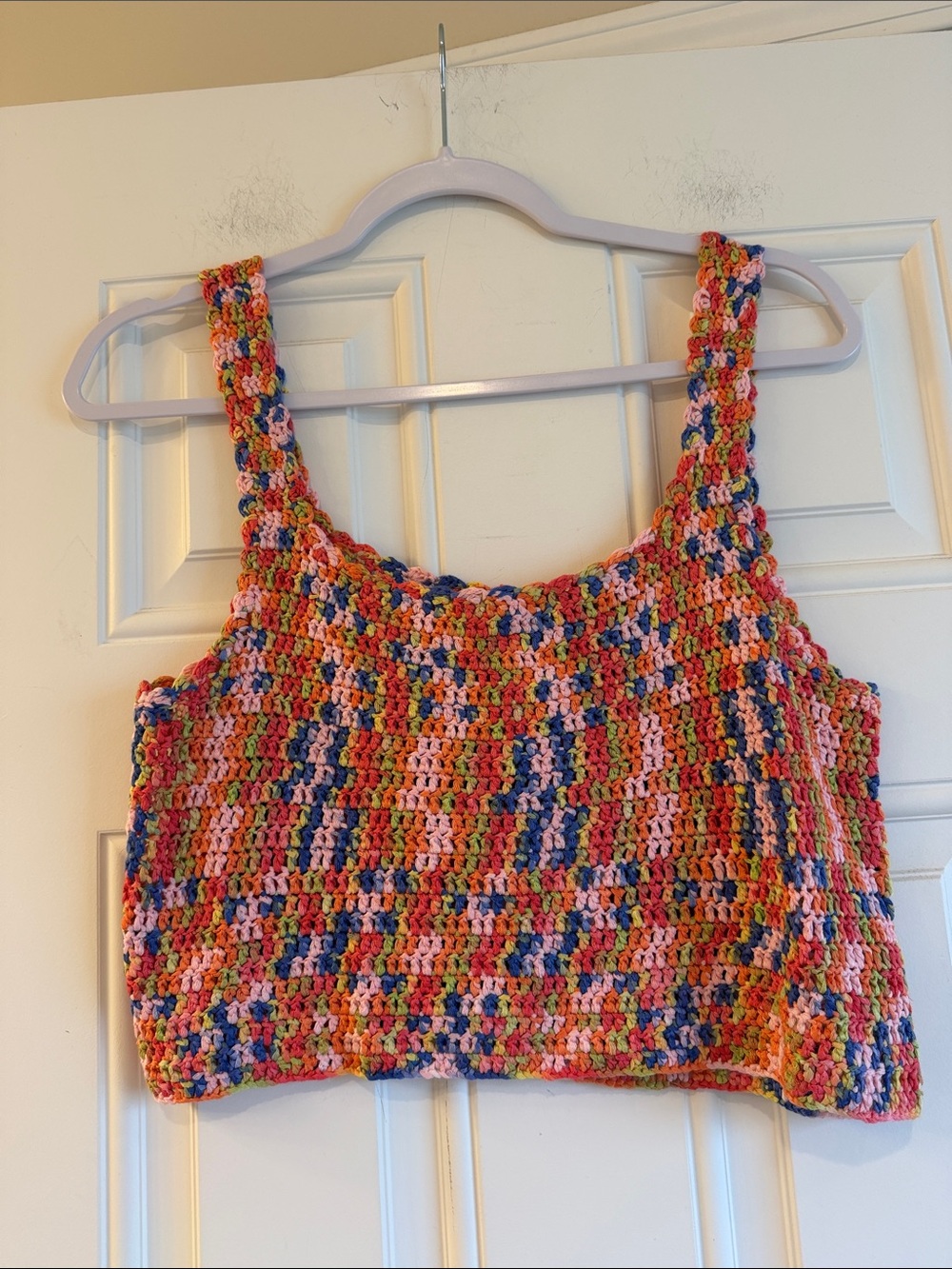 NWT Storia Multicolor Crochet Crop Tank Top - Pink, Orange, Blue, Green